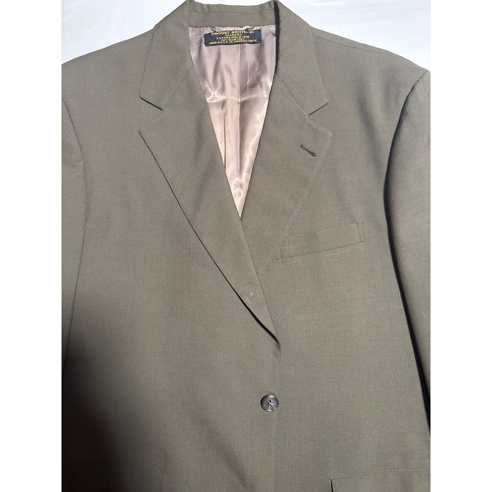 Brooks Brothers Blazer Men 41R Olive Green Excellent 100% Wool 2-Button USA Made